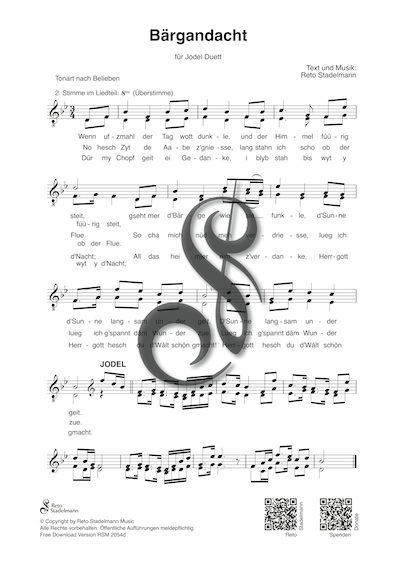 Reto Stadelmann – Bärgandacht for yodel duet